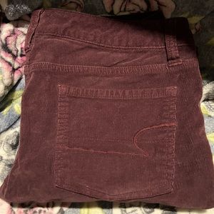 American Eagle purple maroon eggplant corduroy jeans size 8 stretch